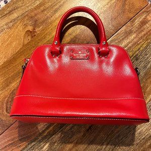 Kate Spade Wellesley Rachelle Leather Handbag Satchel - Hot Chili Red